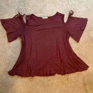 brick red exposed shoulder tunic size M